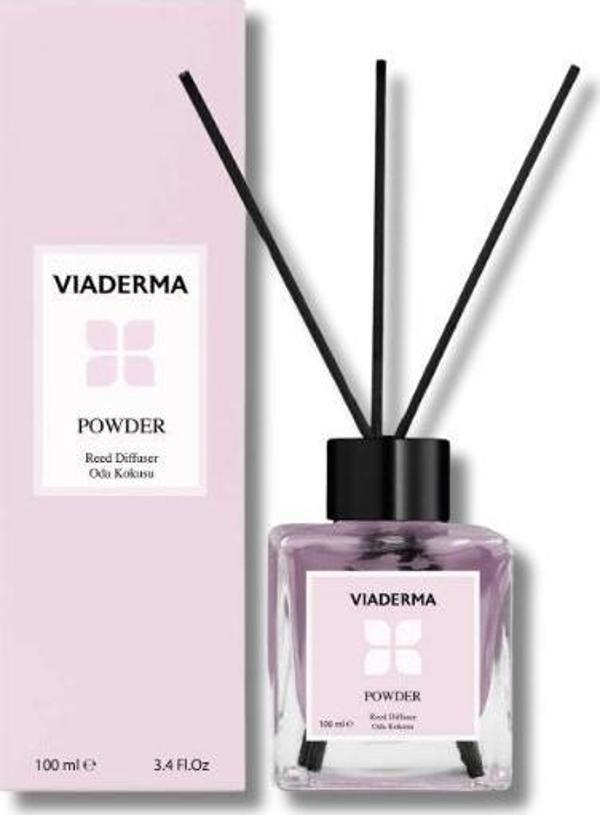 Viaderma Kare Şişe Pudra Esas Bambu Çubuklu Oda Kokusu 100 ml - Image 1