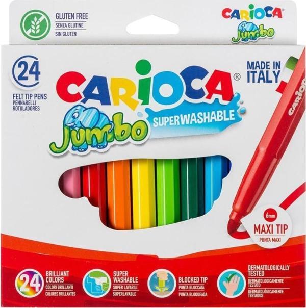 Carioca Keçeli Boya Kalemi Jumbo Süper Yıkanabilir 24 Renk 40570 - Image 1