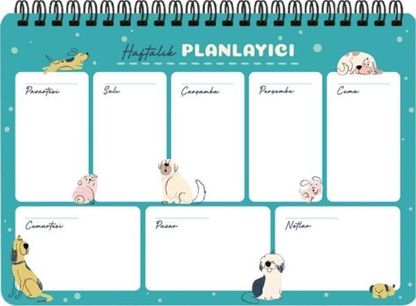 Keskin Color Spiralli Planner Haftalık Ders Planlayıcı Sevimli Köpekler 17X24Cm 52 Yaprak 830157-99 - Image 1
