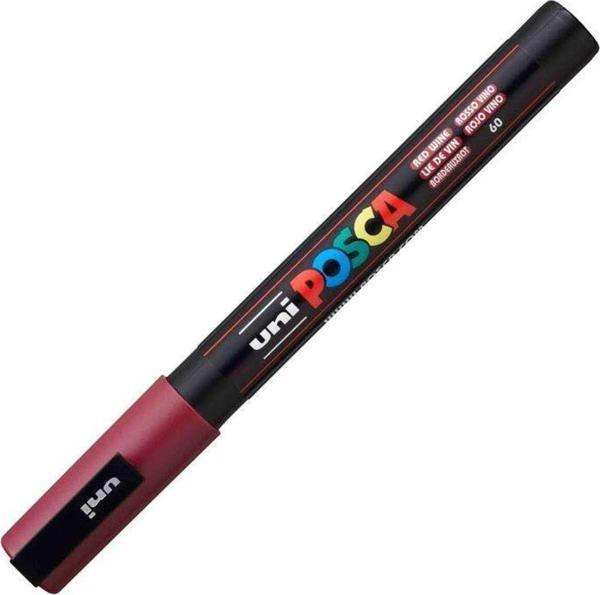 Uni-Ball Markör Boyama Kalemi Posca Su Bazlı Poster 0.9-1.3 Su Bazlı Poster Markörü Şarap Kırmızı N Pc-3M (6 Lı Paket) - Image 1