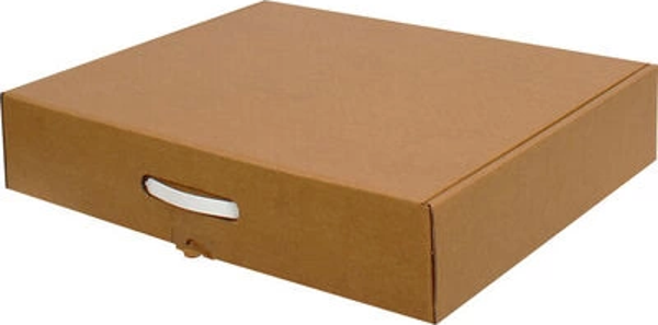 50x40x10cm Kulplu Çift Oluklu Kilitli Kutu - Kraft - Image 1