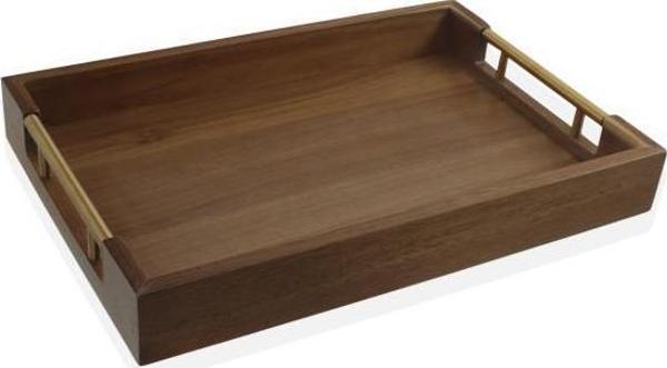 NATURA METAL KULPLU AKASYA TEPSİ GOLD 38X26CM - Image 1