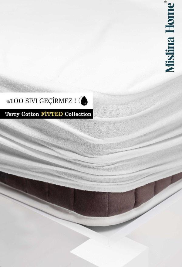 Mislina Terry Pamuklu Sıvı Su Geçirmez Fitted Full Kenar Tek Çift Kişilik Çocuk Yatak Koruyucu Sessiz Alez - Image 1