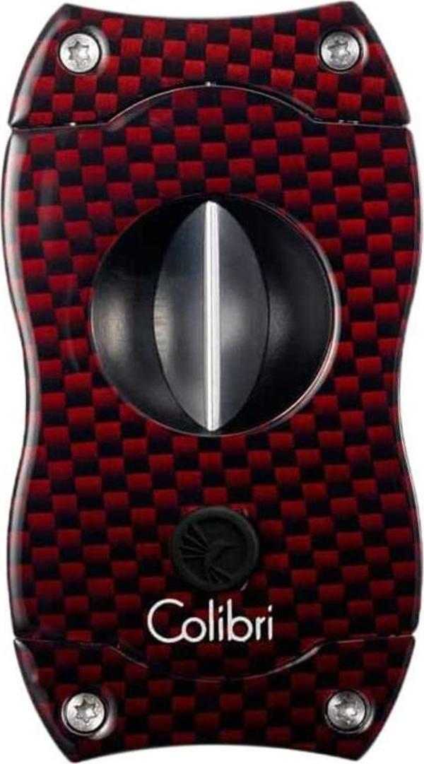 Colibri V-Cut Karbon Desenli Kırmızı Puro Kesici - Image 1