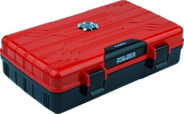 Parmida Seyahat Tipi Parlak Kırmızı Humidor Puro Kutusu - Image 1