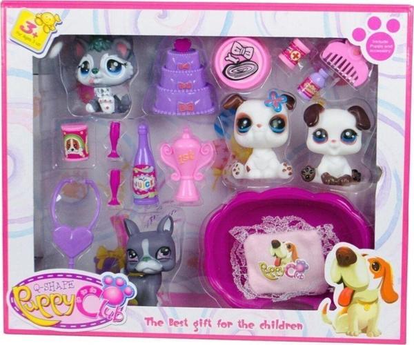 Puppy Club Petshop Neşeli Minişler 17 Parça 4 Figürlü Oyuncak Seti Neşeli Mutlu Miniş Ailesi Miniş - Image 1