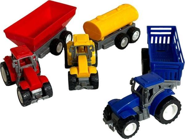 Traktör Oyuncak 3'lü Set Süper Farm Modern Design RÖMORKLU TRAKTÖR SET - Image 1
