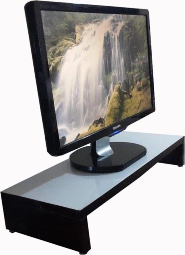 Ergonomi Market Zıtların Birliği Mat Siyah Beyaz Monitör Standı 50 cm x 22 cm - Image 1