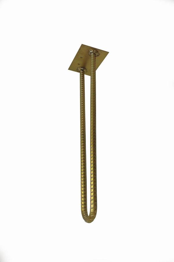 Wooden Gold Nervürlü Demirden Altın Yaldız Rustik Tarz U Model Has Demir Firkete Masa Sehpa Ayağı 70 cm - Image 1