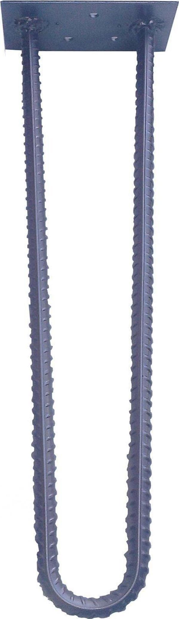 Wooden Gold Nervürlü Demirden Gümüş Yaldız Rustik Tarz U Model Has Demir Firkete Masa Sehpa Ayağı 71 cm - Image 1