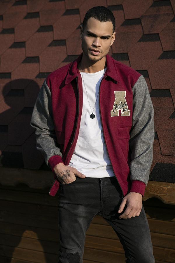 Buratti Armalı Fermuarlı Regular Fit Bomber Erkek Mont 5715896 BORDO - Image 1