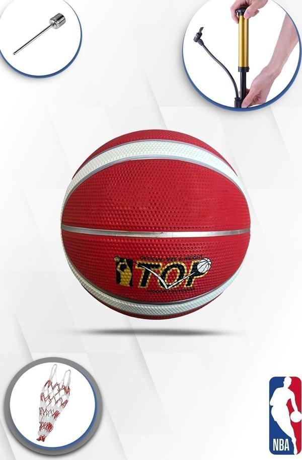 Hsport Prof. Maç/Antreman Kaymaz Kauçuk Iç/Dış Saha Uygun 7 Numara Basketbol Topu + File,Şişirme Iğnesi,Pom - Image 1