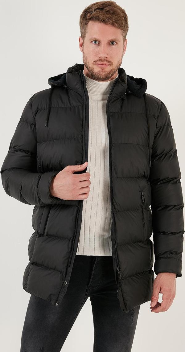 Buratti Slim Fit Suya ve Rüzgara Dayanıklı Çıkarılabilir Kapüşonlu Şişme Erkek Mont 649009 SİYAH - Image 1