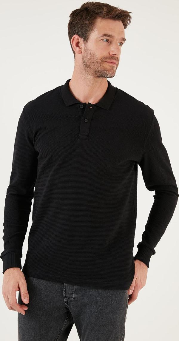 Buratti % 100 Pamuk Relaxed Fit Düğmeli Polo Yaka Erkek Sweat 5905501 SİYAH - Image 1