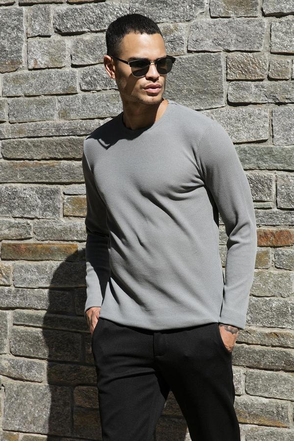 Buratti Pamuklu Bisiklet Yaka Slim Fit Basic Erkek Sweat 5905073 AÇIK HAKİ - Image 1