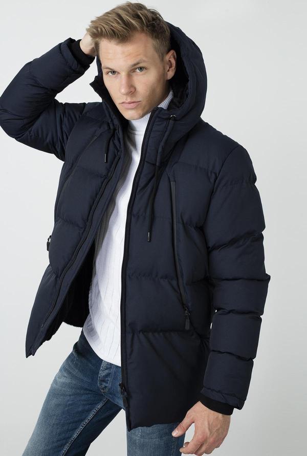 Buratti Kapüşonlu Suya ve Rüzgara Dayanıklı Soğuk Geçirmez Slim Fit Erkek Mont 5717101 LACİVERT - Image 1