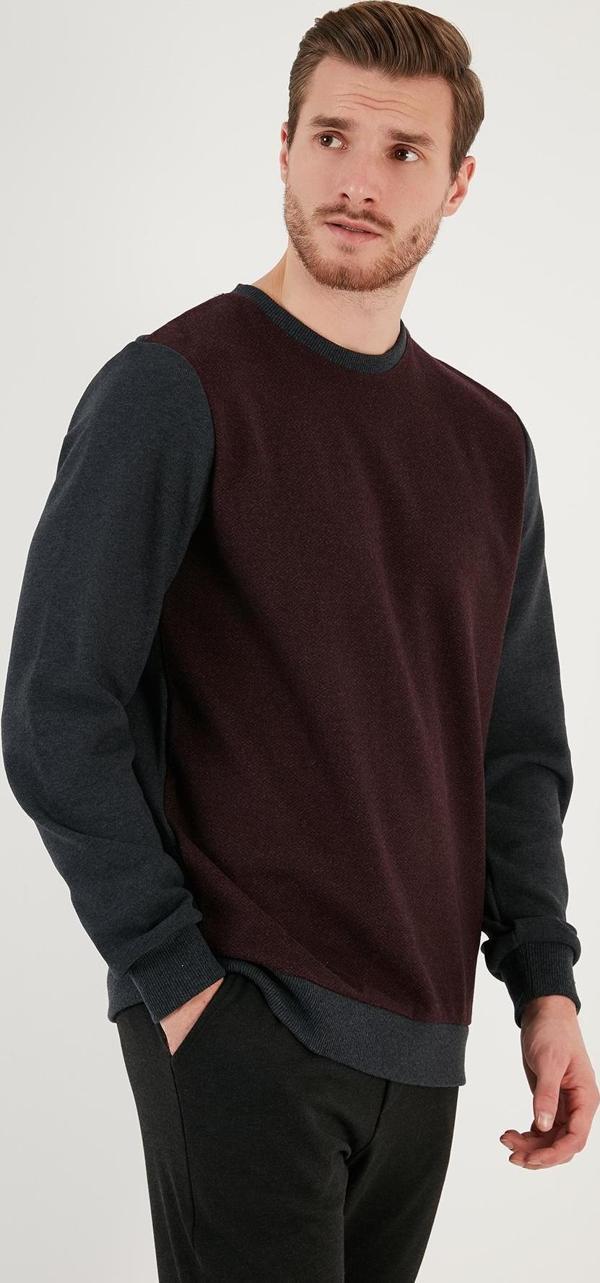 Buratti Pamuklu Regular Fit Bisiklet Yaka Erkek Sweat 5905041 BORDO - Image 1