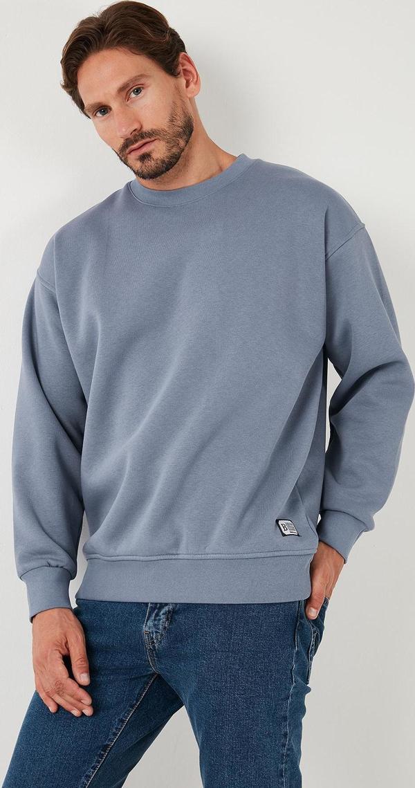 Buratti Regular Fit Bisiklet Yaka Pamuklu İçi Tüylü Yumuşak Şardonlu Erkek Sweat 5905255 KOYU GRİ - Image 1