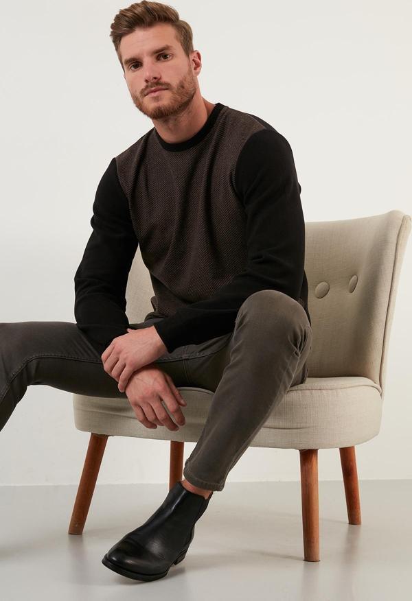 Buratti Pamuklu Regular Fit Bisiklet Yaka Erkek Sweat 59052111 KAHVE - Image 1