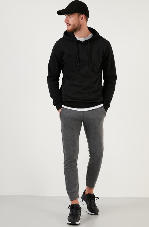 Buratti Regular Fit Kapüşonlu Pamuklu Erkek Sweat 5905285 SİYAH - Image 1
