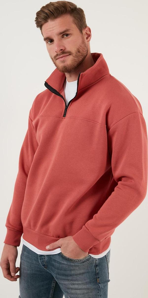 Buratti Regular Fit Pamuklu İçi Tüylü Yumuşak Şardonlu Kışlık Erkek Sweat 59053431 KİREMİT - Image 1