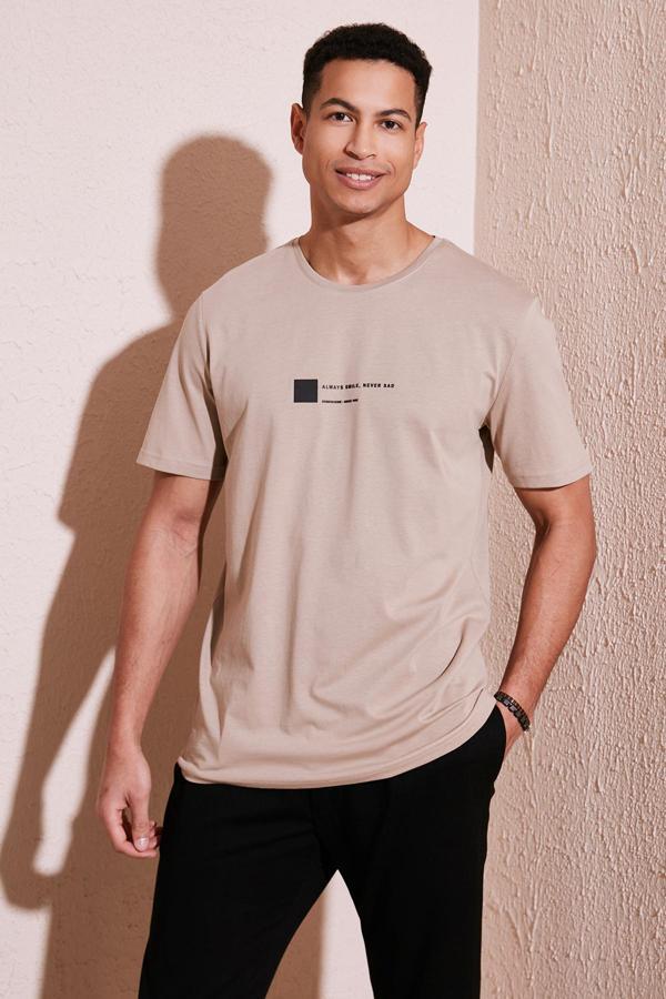 Buratti % 100 Pamuk Regular Fit Bisiklet Yaka Erkek T Shirt 5902622 VİZON - Image 1