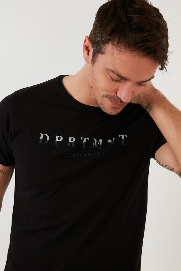 Buratti Baskılı Bisiklet Yaka Pamuklu Slim Fit Erkek T Shirt 541DPRTMNT24 SİYAH - Image 1