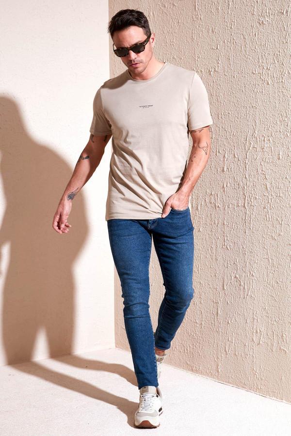 Buratti % 100 Pamuk Bisiklet Yaka Regular Fit Erkek T Shirt 5902757 VİZON - Image 1