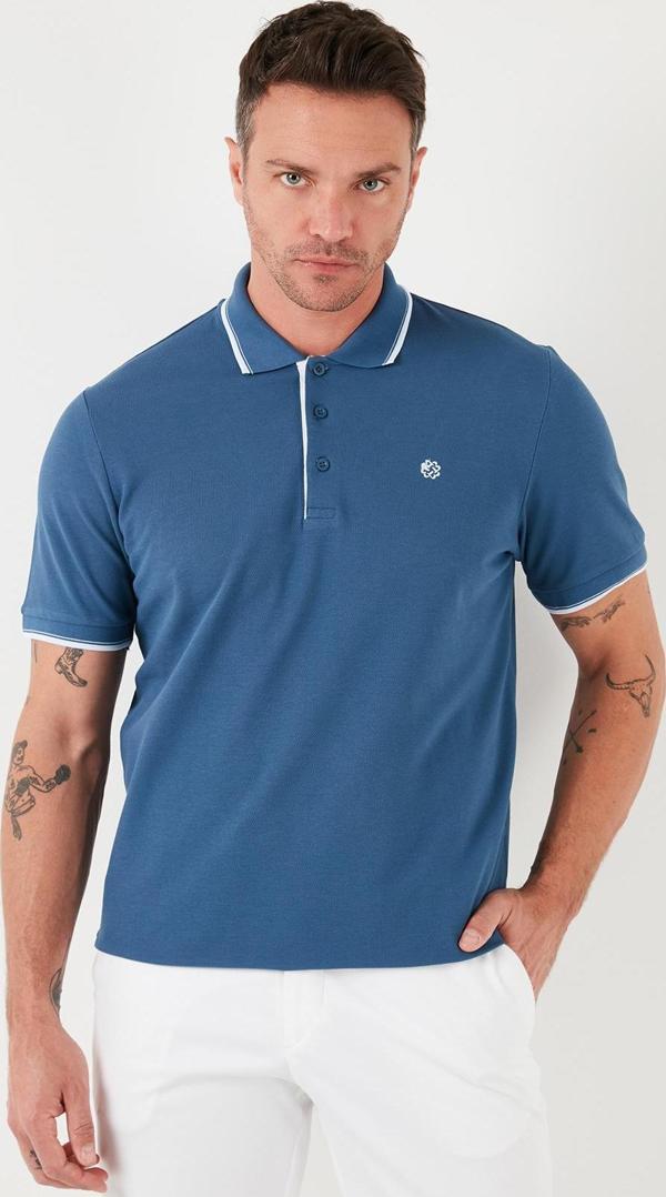 Buratti % 100 Pamuk Düğmeli Slim Fit Erkek Polo Yaka T Shirt 5902118 KOYU MAVİ - Image 1