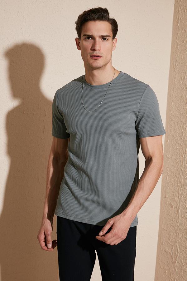 Buratti % 100 Pamuk Regular Fit Bisiklet Yaka Erkek T Shirt 5902407 AÇIK HAKİ - Image 1