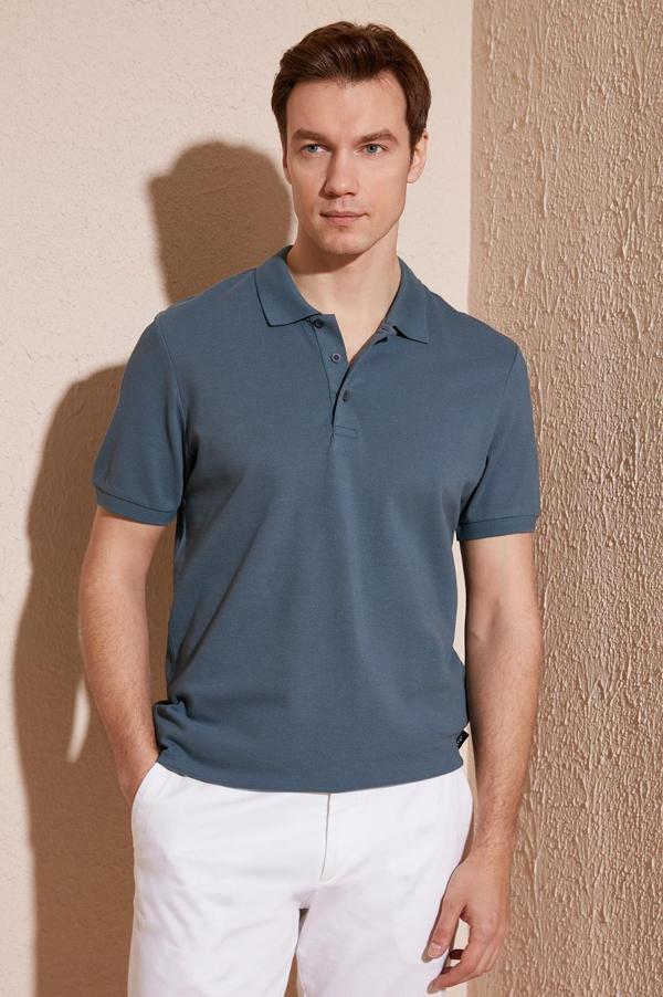 Buratti % 100 Pamuk Regular Fit Düğmeli Erkek Polo Yaka T Shirt 5902127 PETROL - Image 1