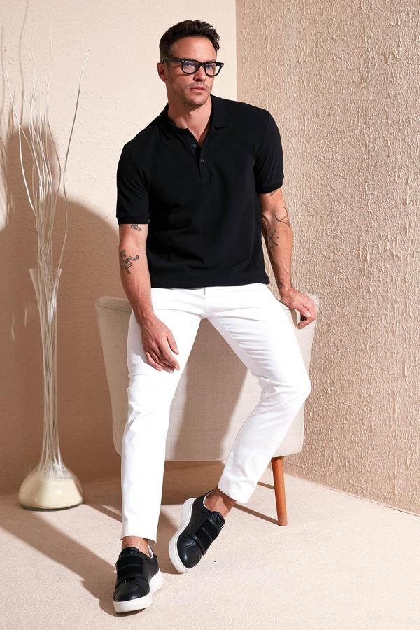 Buratti % 100 Pamuk Regular Fit Düğmeli Erkek Polo Yaka T Shirt 5902127 SİYAH - Image 1