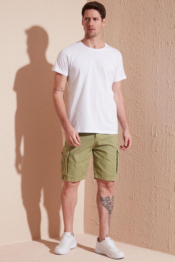 Buratti Bisiklet Yaka % 100 Pamuk Slim Fit Erkek T Shirt 541TACTICAL BEYAZ - Image 1