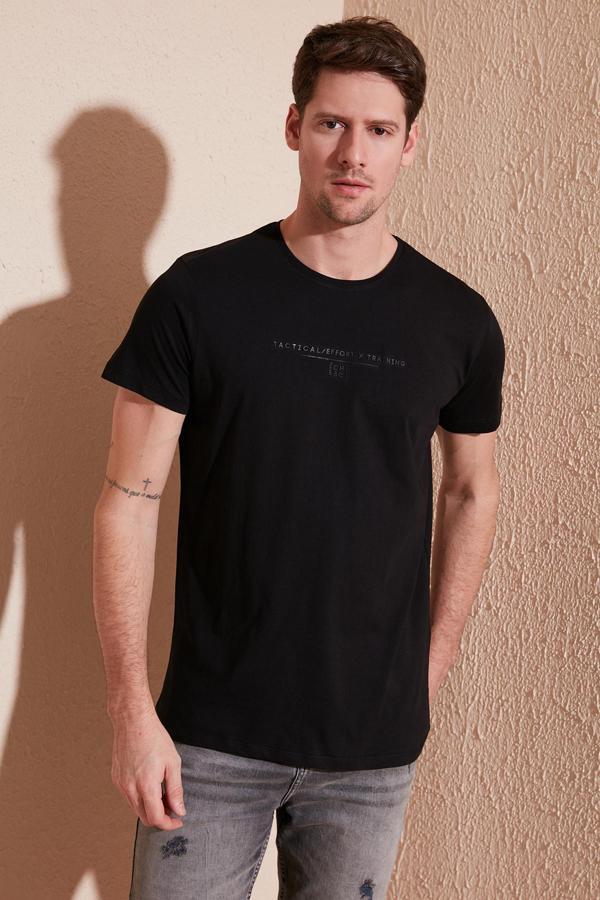 Buratti Bisiklet Yaka % 100 Pamuk Slim Fit Erkek T Shirt 541TACTICAL SİYAH - Image 1