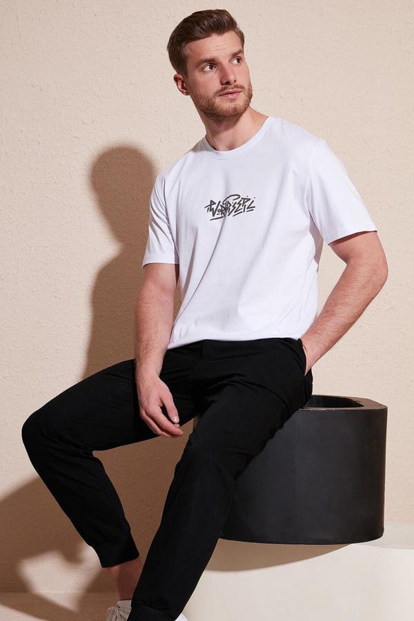 Buratti % 100 Pamuk Relaxed Fit Bisiklet Yaka Erkek T Shirt 5902603 BEYAZ - Image 1