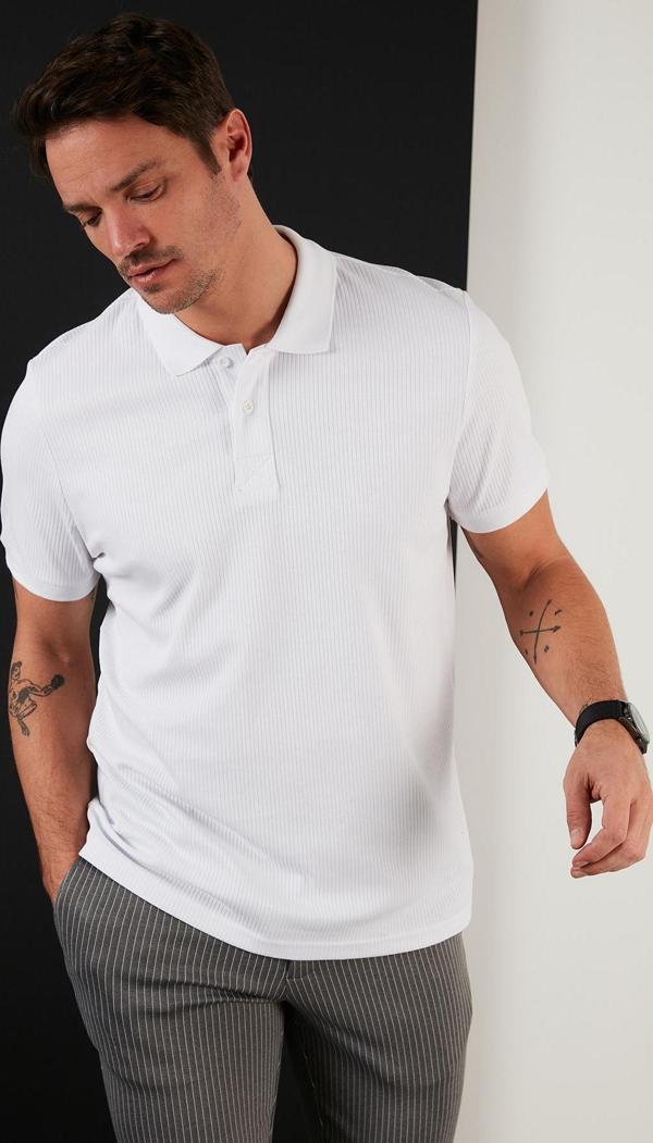 Buratti Pamuklu Regular Fit Düğmeli Erkek Polo Yaka T Shirt 5902281 BEYAZ - Image 1