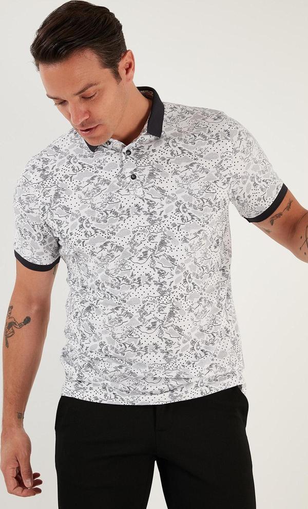 Buratti Desenli Pamuklu Slim Fit Erkek Polo Yaka T Shirt 646B3540 SİYAH - Image 1