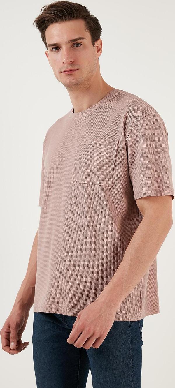 Buratti Pamuklu Rahat Kesim Tek Cepli Bisiklet Yaka Erkek T Shirt 5902642 PUDRA - Image 1