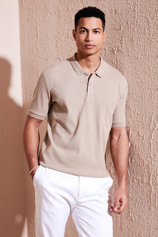Buratti Pamuklu Regular Fit Düğmeli Erkek Polo Yaka T Shirt 5902281 VİZON - Image 1