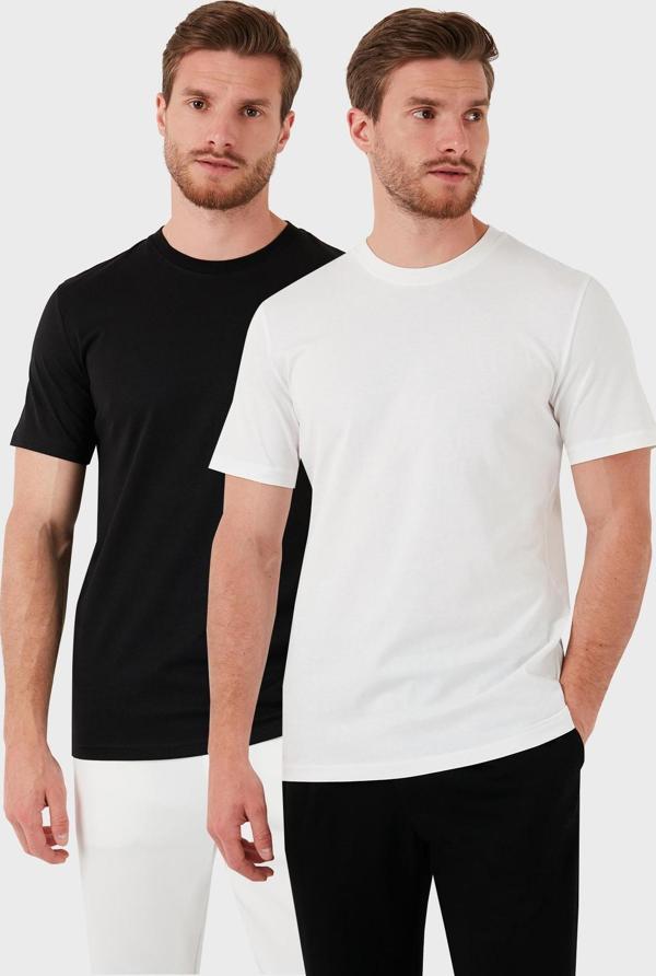 Buratti Pamuklu Regular Fit 2'li Basic Erkek T Shirt 59020202 SİYAH-BEYAZ - Image 1