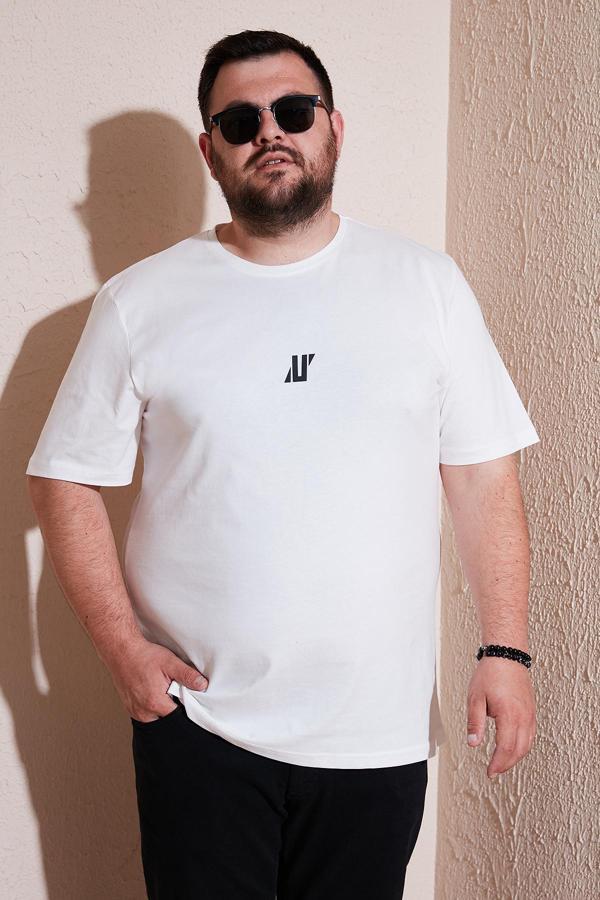 Buratti Pamuklu Regular Fit Bisiklet Yaka Büyük Beden Erkek T Shirt 5902753B BEYAZ - Image 1