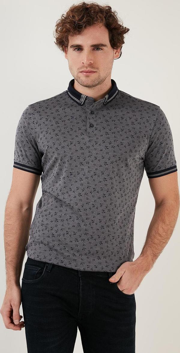 Buratti Pamuk Karışımlı Desenli Slim Fit Erkek Polo Yaka T Shirt 646B3280 LACİVERT - Image 1