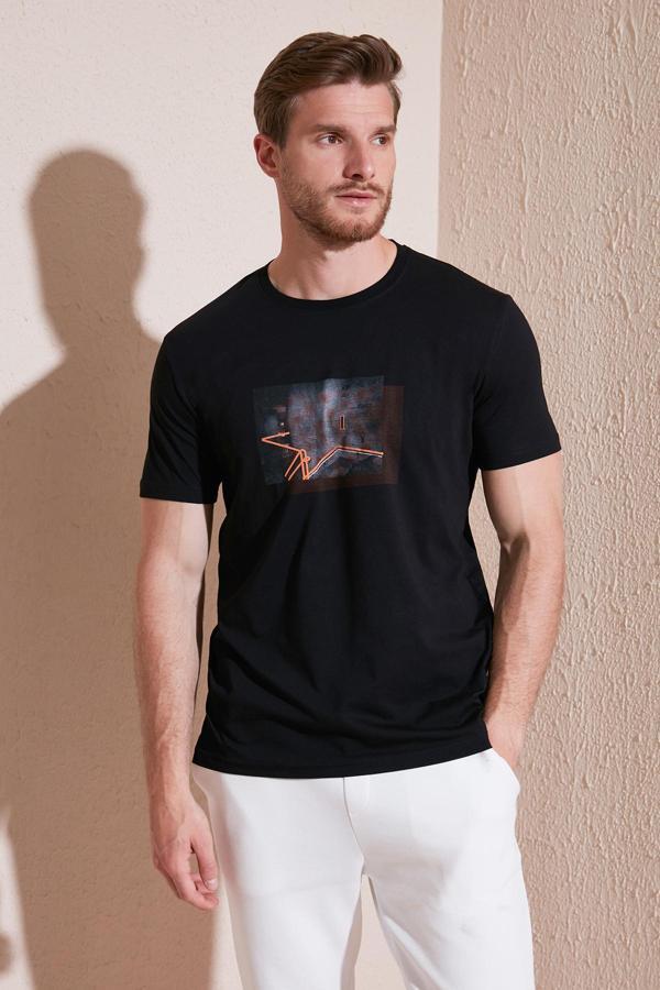 Buratti Pamuklu Slim Fit Bisiklet Yaka Erkek T Shirt 646R8120 SİYAH - Image 1
