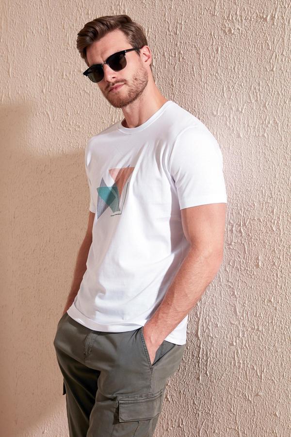 Buratti Pamuklu Slim Fit Bisiklet Yaka Erkek T Shirt 646R8290 BEYAZ - Image 1