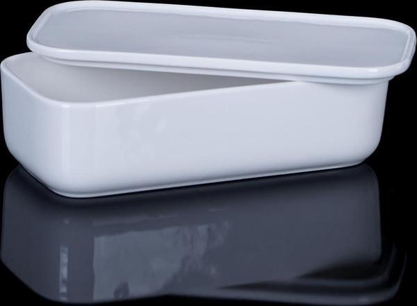 Acar Pure White Tekli Dikdörtgen Kapaklı Porselen Kase - Image 1