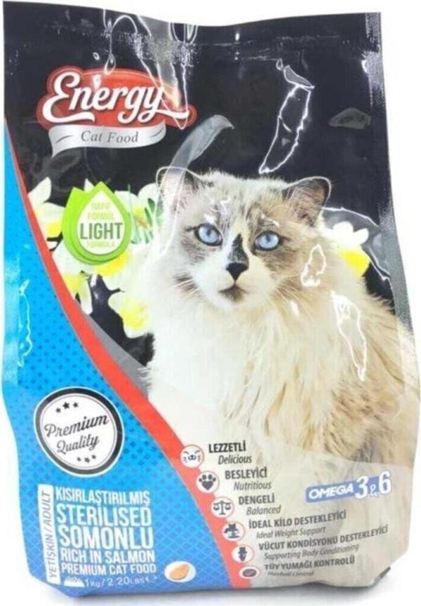 Energy Kısırlaştırılmış Yetişkin Kedi Kuru Mama 1Kg Somonlu - Image 1