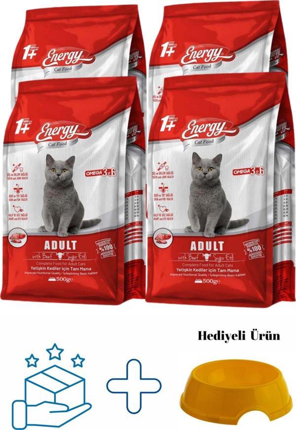Energy Sığır Etli Yetişkin Kedi Maması 500 G - 4 ADET - Image 1