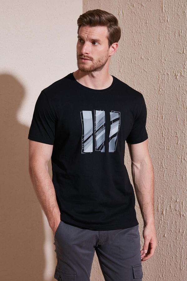 Buratti Pamuklu Slim Fit Bisiklet Yaka Erkek T Shirt 646R7950 SİYAH - Image 1