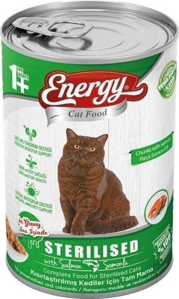 Pet Food Energy Energy 400Gr Kısırlaştırılmış Kedi Maması Somonlu ( Konserve) - Image 1