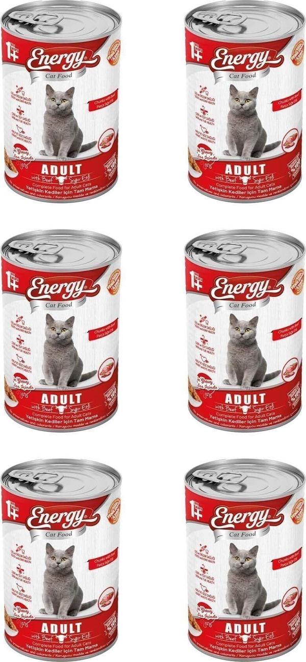 Pet Food Energy Sığır Etli Yetişkin Islak Kedi Maması 400 G - 6 Adet - Image 1